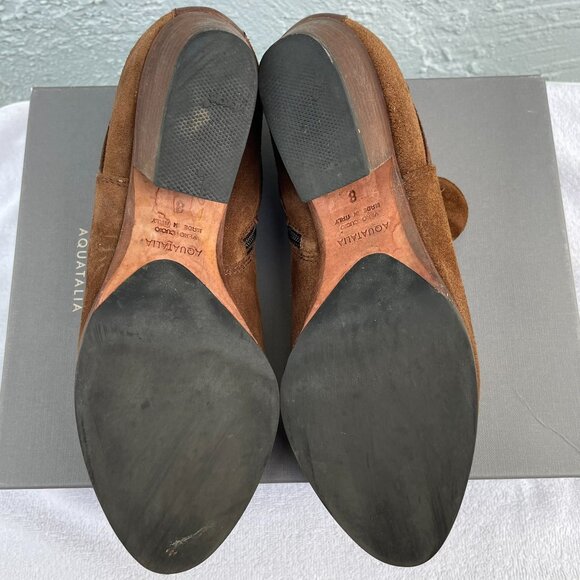 Aquatalia Farin Brushed Oil Weatherproof Brown Chestnut Suede Ankle Boots - Picture 8 of 10